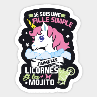 Je Suis Une Fille Simple Unicorn T Shirts Sticker